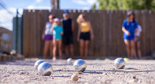 Jeu de boules op de camping in Vendres